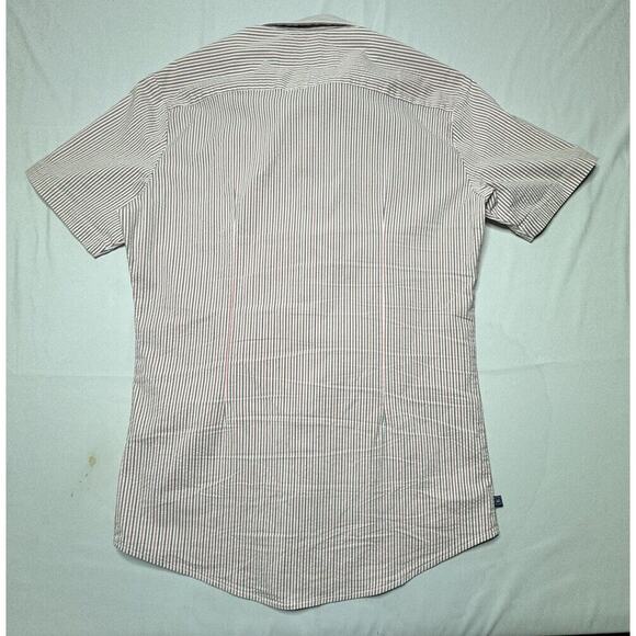 Mizzen+Main Men's Short Sleeve Red Blue Stripe Trim Fit Button Up Shirt - Size S - Picture 2 of 4